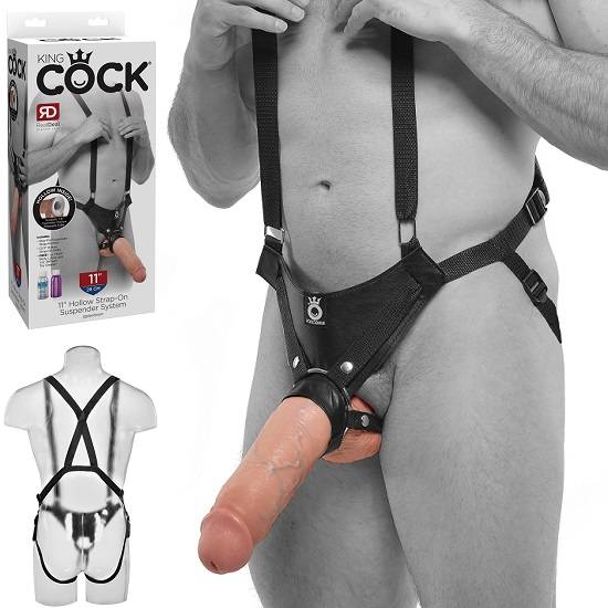 King Cock 11 Inch Hollow Strap On Suspender System