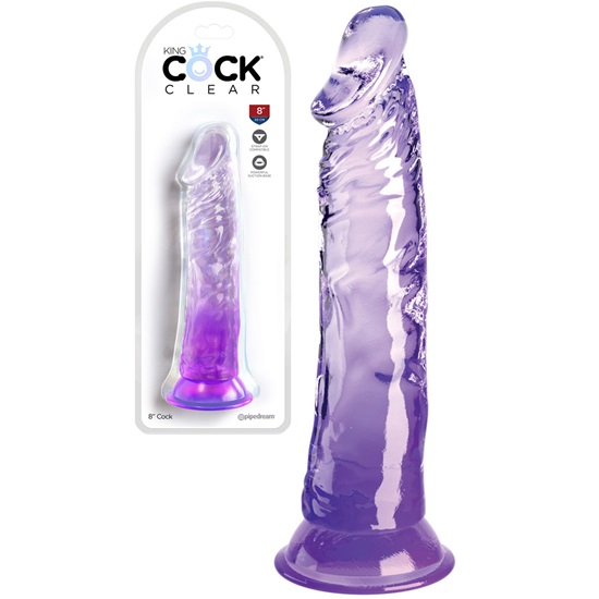 King Cock Clear 8 Inch Dildo Purple