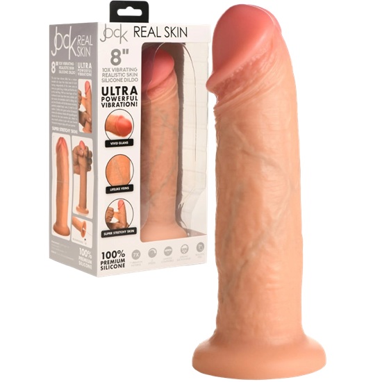 Jock Real Skin 8″ Vibrating Silicone Dildo