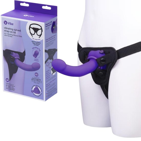 B-Vibe Vibrating Curved Strap-On Kit
